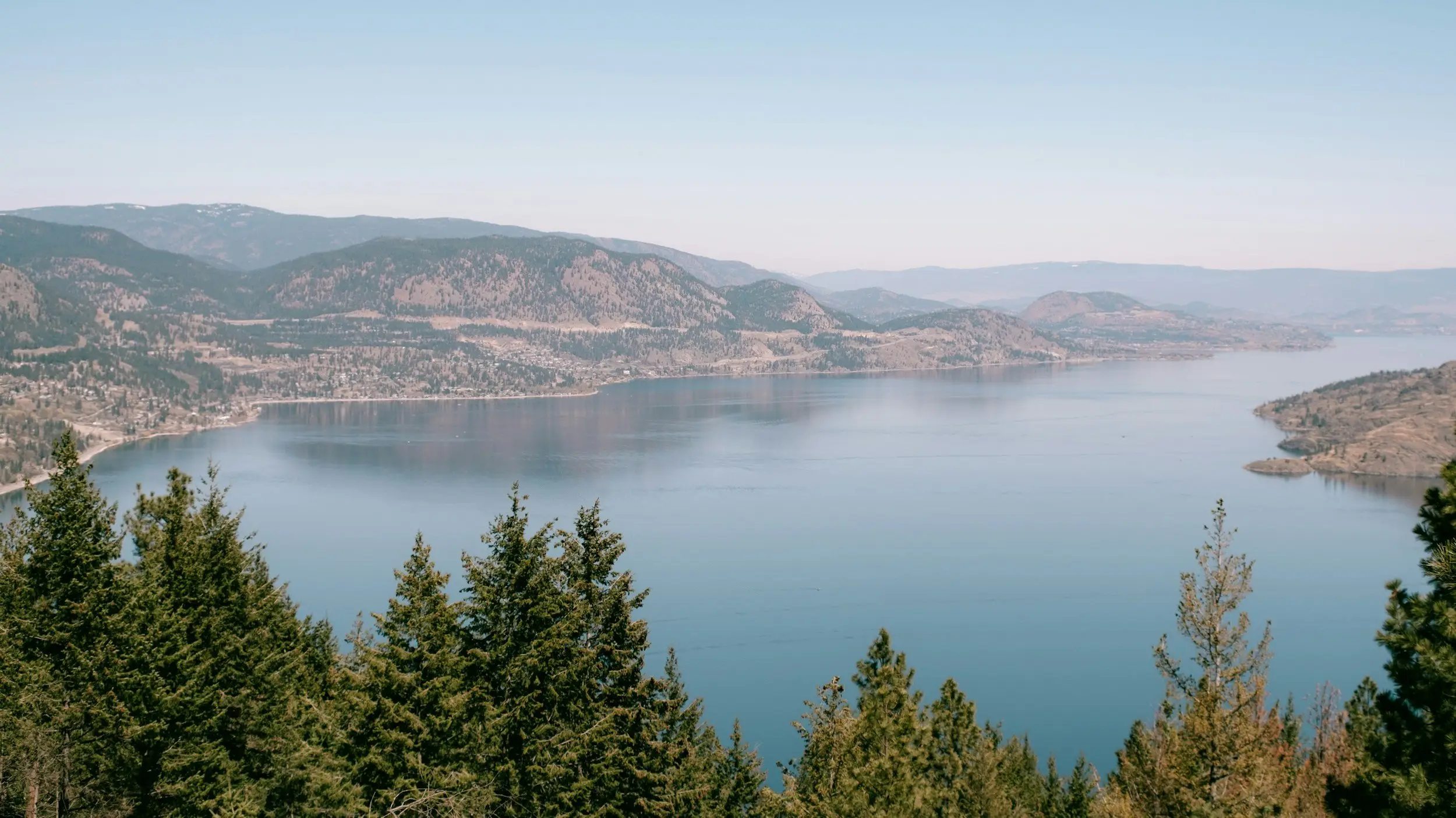 Okanagan Lake and surrounding hills near Kelowna, British Columbia
